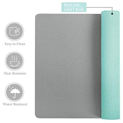Aothia Double-Sided PU Leather Desk Pad - Non-Slip Large Mouse Pad & Desk Mat for Office, Home - Waterproof, Easy to Clean, Durable Dual-Sided Surface (23.6"x13.7", Grey) - color: Grey, size: 23.6" x 13.7"