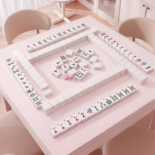 American Mahjong Tile Set, 166 Tiles & Carrying Bag & 3 Dices, White | 1.2-Inch Engraved Tiles, Melamine, Durable, Portable Mah jongg Set for Travel, Family Game Nights, and Gifting - color: White