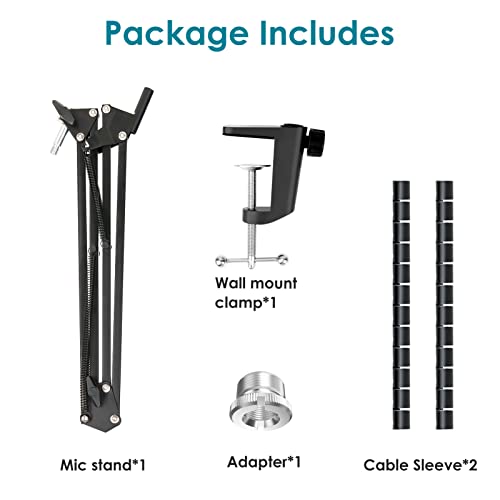 YOUSHARES Microphone Boom Arm Stand for FIFINE K688, AM8, A6T, T669, Shure SM7B/MV7+/MV6, Adjustable Scissor Arm with Cable Management - color: FIFINE 688