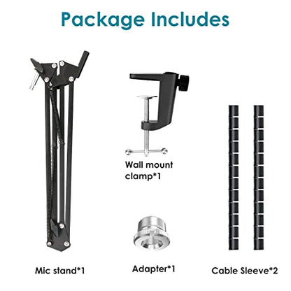 YOUSHARES Microphone Boom Arm Stand for FIFINE K688, AM8, A6T, T669, Shure SM7B/MV7+/MV6, Adjustable Scissor Arm with Cable Management - color: FIFINE 688