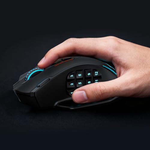 Redragon M913 MAX Wireless MMO Gaming Mouse 26000 DPI Remapping Keys | Cable-Free 0 Delay, Smooth Precise Tracking, Redefine Keybinding Macro, Vibing Backlight, Ergonomic Grip Body Comfort - color: Black, style: Wireless M913 Max