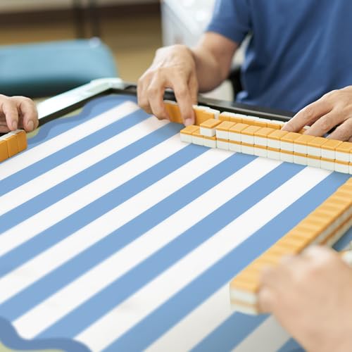 Tegeme Coastal Mahjong Mat for Table 31.5x31.5 Inch American Mahjong Mat | Non Slip Noise Reduction Mah Jong Rug with Rules Portable Gaming Rug for Poker Tiles Dominoes - size: 31.5" X 31.5", style: Scallop