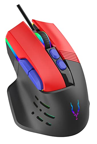 Econo EliteForce 9D Gaming Mouse Wired USB Gaming Mouse with Optical Mouse Switches 8 Programmable Buttons, Adjustable RGB Modes 12000 Dpi for PC/Mac/Laptop Gamer Polling Rate 1000Hz