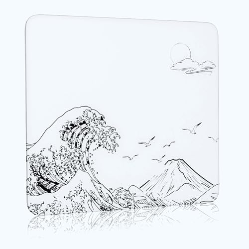 ATTACK SHARK CM05 Glass Gaming Mouse Pad,17.7x15.7 in Large Mouse Mat，Non Slip 9H Hard Mousepads,Nano-Textured Glass Surface with Improved Precision and Speed for FPS Players-Wave White - color: Wave White