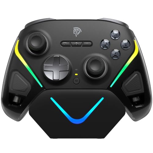 EasySMX D10 Wireless Controller with Smart Charging Dock, Tactile Triggers | TMR Anti-Drift Joysticks, Dual-Mode Hall, 1000Hz Polling, Mechanical Buttons, Bluetooth/2.4G for PC/Switch/iOS/Android - color: black