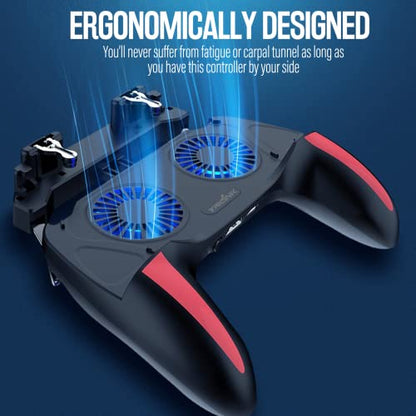 Mobile Game Controller with 4000mAh Power Bank & Cooling Fan, L1R1 Triggers Joystick for PUBG/Call of Duty/Fortnite, Gaming Grip Gamepad for 4.7-7" Android iOS Phone
