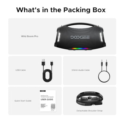 Portable Wireless Speaker, 250W Peak/220W RMS Loud Boombox Speaker, Deep Bass Outdoor Party Speaker, 20H Playtime, IPX5 Waterproof, RGB Lights, TWS Pairing, USB/TF/AUX