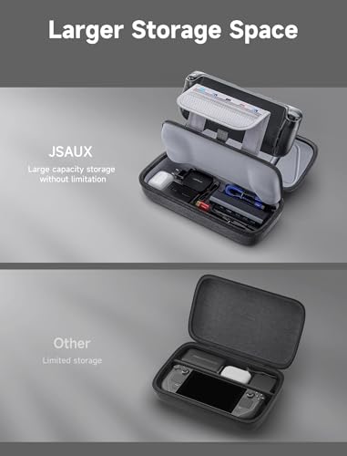 JSAUX Carrying Case for Steam Deck/ROG Ally, Hard Shell Travel Case | Large-capacity Storage, Fits Charger and Dock, Portable Case for Steam Deck OLED