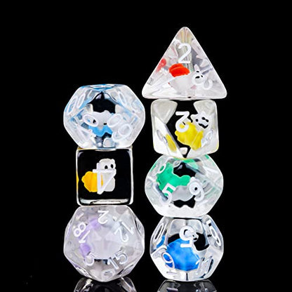 Cusdie 7-Die DND Dice, Polyhedral Dice Set Filled with Animal, for Role Playing Game D&D Dice (Colorful Snail) - color: Colorful Snail