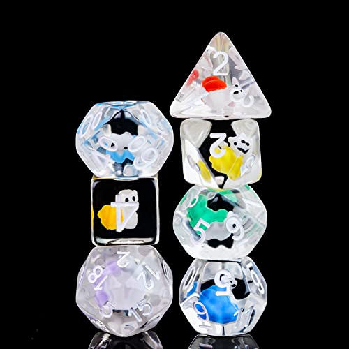 Cusdie 7-Die DND Dice, Polyhedral Dice Set Filled with Animal, for Role Playing Game D&D Dice (Colorful Snail) - color: Colorful Snail