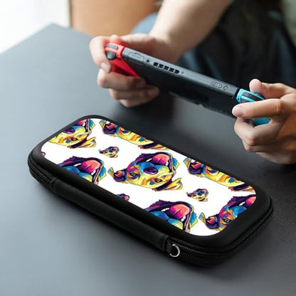 PPIKTC Carrying Case Compatible with Nintendo Switch, Travel Storage Holder Bag with 15 Game Cartridges, Watercolor Dog - color: Design (337)