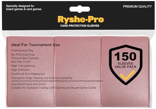 Premium Card Sleeves, 150 Sleeves 2.6''x3.6''(66x91mm) Compatible with Standard Sized Trading Card, Fit for MTG PTCG Game Card, Baseball Card, Sport Card (Rose Gold) - color: Rose Gold, size: 150 Matte Sleeves