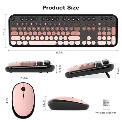 MOFII Wireless Keyboard and Mouse Combo, Full Size 2.4G Retro Round Computer Keyboard and Mouse Set, Plug and Play, for Windows, Computer, Desktop, PC, Notebook - (Lovely BlackBerry Gradient) - color: Lovely Blackberry Gradient