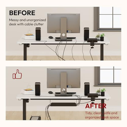 SANODESK Electric Standing Desk with Desk Clamp Power Strip 40"x 24" Whole-Piece Desktop Height Adjustable Stand Up Desk with Cable Management Sit Stand Home Office Desk Black Frame/White Top - color: Black Frame+white Top, size: 40"x24"