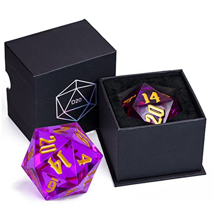 D20 Single Dice 55mm, 20 Sided DND Dice, Giant D20 D&D Polyhedral Dice Large D20 for RPG Table Games (Transparent Peach/Golden Numbers) - color: Transparent Peach/Golden Numbers