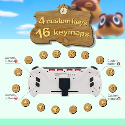 ECHZOVE Upgrade Nintendo Switch OLED Controller Grip - Ergonomic Animal Crossing Style Controller with Joystick, NFC, Turbo, Six-Axis Gyro, Dual Vibration, Wake-Up & Card Slots - color: Animalcrossing