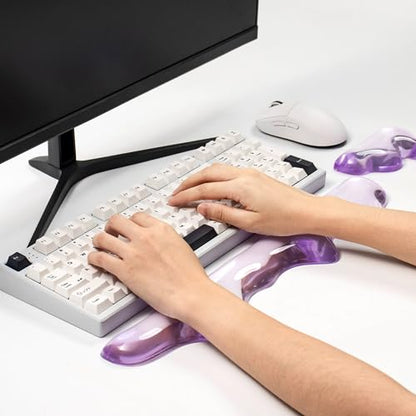Clear Gel Wrist Rest for Keyboard and Mouse, Wrist Rest Set, Cute Ergonomic Silicone Wrist Rest for Keyboard 60%/68%/75% (Purple) - color: Purple