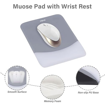 MOSISO Wrist Rest Support Mouse Pad & Keyboard Set, Gray | Rectangular Ergonomic Mousepad, Non-Slip Base, Home/Office Pain Relief & Easy Typing, Neoprene Cloth & Raised Silicone Lining - color: Gray