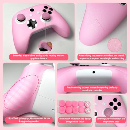Pink Glitter Anti-Slip Protective Silicone Cover Skin Grips Compatible with Xbox ONE S/X Controller,8 PCS Glitter Thumb Grips Caps and 2 Grips Caps. - color: Glitter Pink