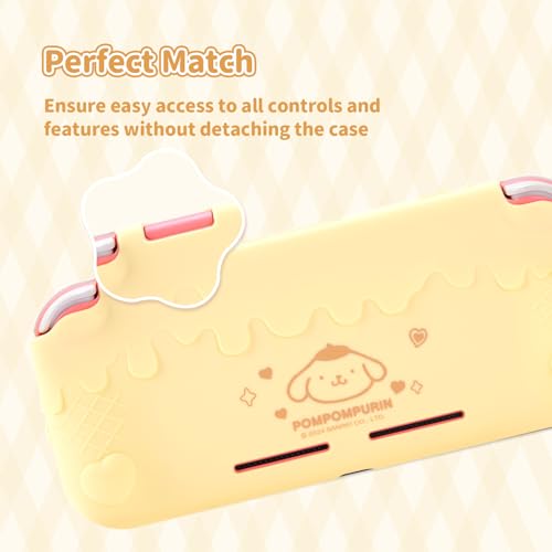 Kuitmor Switch Lite Protective Case,Soft Silicone Protective Shell,Anti-Scratch Protective Cover Case for Switch Lite with 2 Thumb Grip Caps（Yellow Pompompurin） - color: Yellow Pompompurin
