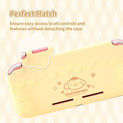 Kuitmor Switch Lite Protective Case,Soft Silicone Protective Shell,Anti-Scratch Protective Cover Case for Switch Lite with 2 Thumb Grip Caps（Yellow Pompompurin） - color: Yellow Pompompurin
