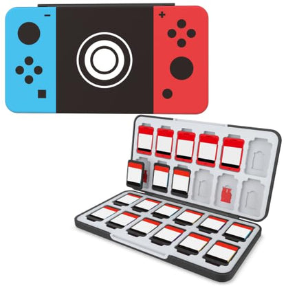HEIYING Game Card Case Compatible with NINTENDO SWITCH 2 / Micro SD Cards | Portable Game Card Holder, Hard ABS Shell with Soft Silicone Lining, Dedicated Card Slots,Magnetic Closure for Easy Access - color: Classic Buttons Black