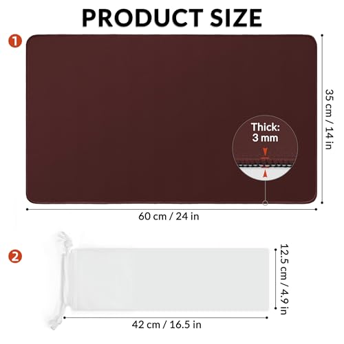 FROGIGO Solid Color TCG Playmat with Carry Bag, 24 x 14 in, 3mm Thick Stitched-Edge Card Game Mat, Non-Slip Rubber Base, No-Logo Play Mat for Trading Card & Tabletop Games - Crimson Red - color: Crimson Red