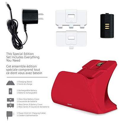 Controller Gear Pulse Red Universal Xbox Pro Charging Stand with 1100 Mah Rechargeable Battery, Charging Station for Xbox Series X|S and Xbox One - color: Pulse Red, style: Next Gen - Series X|S, Forward + Backward Compatible