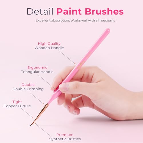Nicpro 21PCS Fine Detail Paint Brush, Miniature Paint Brushes Drybrush Set | Aesthetic Pastel Paint Brush, For Acrylic Oil Watercolor, Crafts, 40K Models, Miniatures, Rock Painting, Paint by Numbers - size: 21 PCS