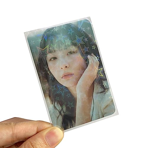 100 Packs Laser Star Photocard Sleeves Kpop 200 Microns Ultra Thick Sleeves Idol Photo Cards Protector Trading Cards Shield Cover (New Star-Shape Laser, Unsealable) | Dustproof, Waterproof, Scratch-Ressistant, Snug Fit for 3 inch Polaroid K-pop Ablum Idol