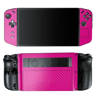 Carbon Fiber Gaming Skin Compatible with Lenovo Legion Go - Solid Hot Pink - Premium 3M Vinyl Protective Wrap Decal Cover - Easy to Apply | Crafted in The USA by MightySkins - color: Solid Hot Pink, style: Carbon Fiber Textured Finish