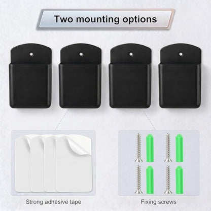 2 PCS Remote Control Holder Wall Mount, TV Remote Control Holder, Self Adhesive Pen Holder Organizers and Accessories for Home Office School (4, Black-4Pcs) - color: Set of 4-Black