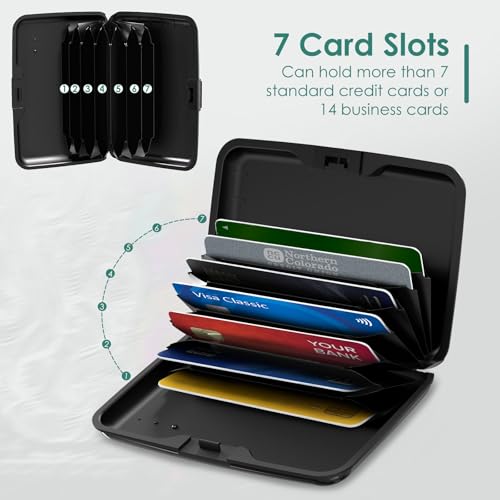 Credit Card Holders, Metal Card Wallet RFID Blocking Slim Aluminum Business Hard Cards Cases for Women Men, Brain Graffiti - color: Brain Graffiti