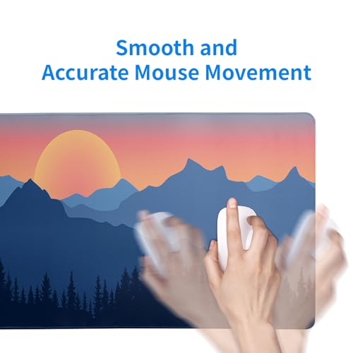 Japanese Mountain Landscape Gaming Mouse Pad Extended Large Mousepad with Nonslip Rubber Base Stitched Edges Laptop Computer Keyboard Desk Mat for Office Home and Game 31.5 X 11.8 Inch - color: Mountain