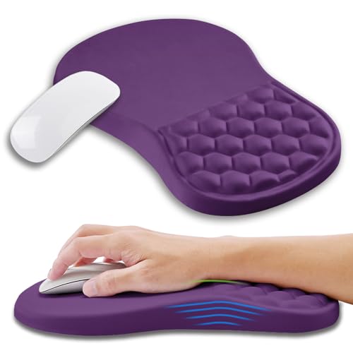 Ergonomic Mouse Pad Wrist Support with Memory Foam Massage Bulge, Carpal Tunnel Pain Relief Mousepad Wrist Rest for Mouse(12x8 inch, Deep Purple) - color: Kg031-deep Purple