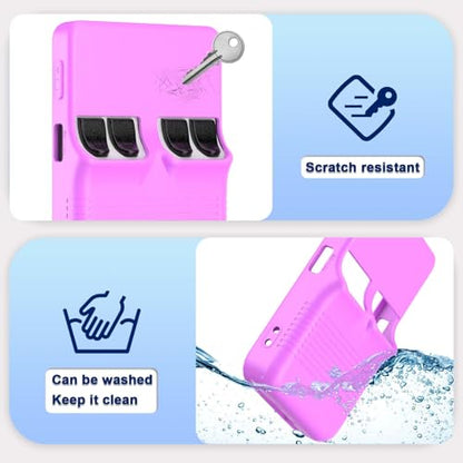 for R36S Silicone Case, Soft Skin for R36 S Handheld Game Console Accessories, Anti-Scratch Washable Silicone Cover with Lanyard (Purple) - color: Purple
