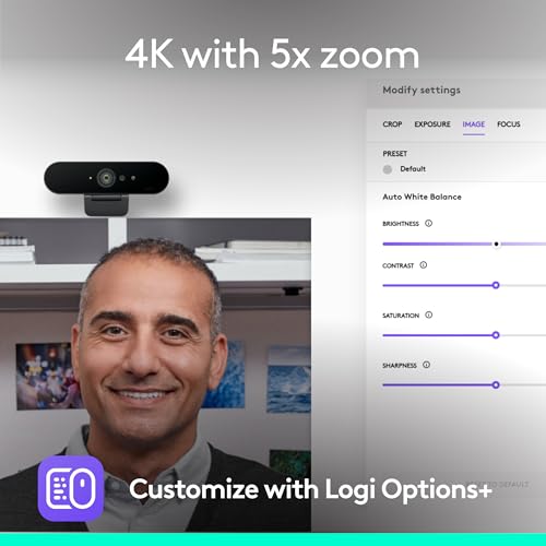 Logitech Brio Ultra 4K HD Webcam for Streaming and Meetings - Black | Ultra HD with glass lens, auto light correction, wide view, works with Windows Hello, certified for Teams, Zoom, Google Meet