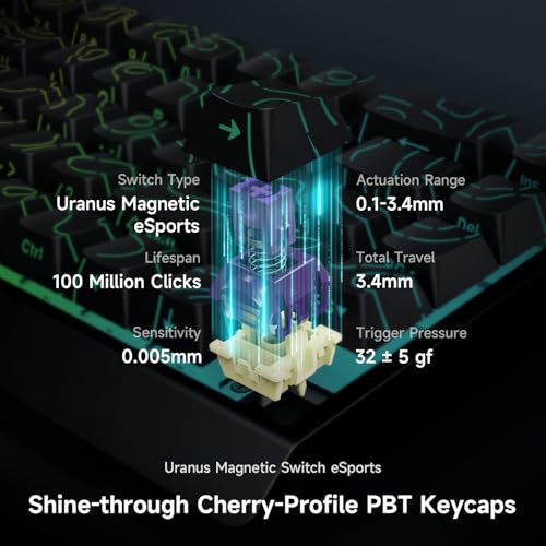 MCHOSE ACE 68 60% Mechanical Gaming Keyboard Wired Rapid Trigger Hall Effect Keyboard Magnetic Switch Adjustable Actuation 8000Hz Polling Rate Custom RGB MAC Laptop(Black Topographic TTC Dragon Lord) - color: 68-Black Dragon Lord