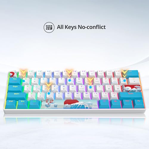 Fogruaden Wired 60% Percent Mechanical Keyboard RGB Gaming Keyboard 60 Percent, Ultra-Compact 61Keys Mini Wired Keyboard with Red Switch for Win/Mac PC Gamer - color: BlueWhite/Red Switch
