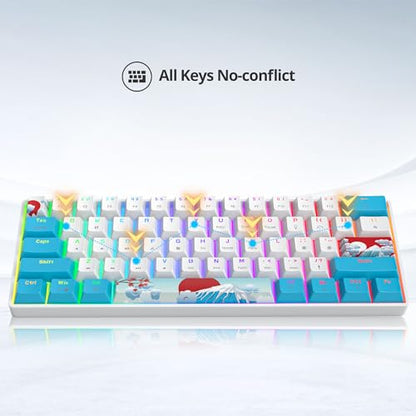 Fogruaden Wired 60% Percent Mechanical Keyboard RGB Gaming Keyboard 60 Percent, Ultra-Compact 61Keys Mini Wired Keyboard with Red Switch for Win/Mac PC Gamer - color: BlueWhite/Red Switch