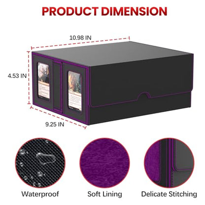Gomyrod Card Deck Box with 4 Commander Display & Dice Tray (Black & Purple) | 7 In 1 MTG Commander Deck Box, Fits 240+ Toploader Cards, Removable Deck Case, Compatible for Magic/TCG/Sports/Baseball Cards - color: Black & Puple