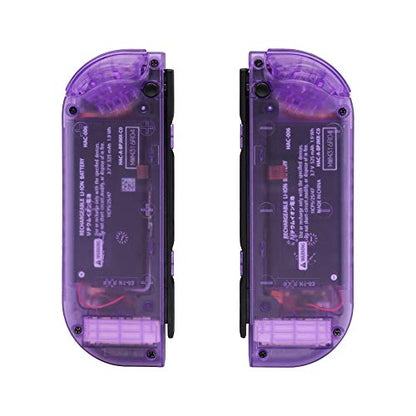 eXtremeRate Clear Atomic Purple Joycon Handheld Controller Housing (D-Pad Version) with Full Buttons, DIY Replacement Shell Case for Nintendo Switch & Switch OLED Joy-Con – Console Shell NOT Included - color: Clear Atomic Purple