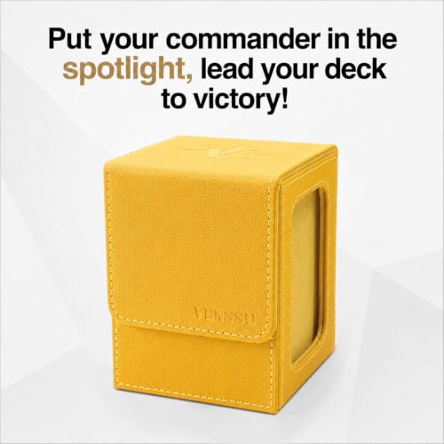 MTG Deck Box with Commander Display, Fits TCG Cards (Yellow&Yellow) | Holds 120 Single/100 Double-Sleeved Cards, Fit MTG/PTCG/OPTCG Cards, Strong Magnet, PU Leather, With 2 Dividers & 1 Toploader - color: Yellow&Yellow