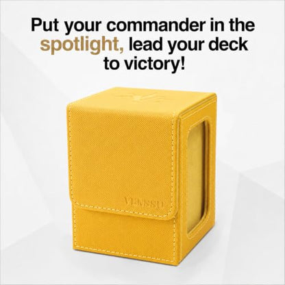 MTG Deck Box with Commander Display, Fits TCG Cards (Yellow&Yellow) | Holds 120 Single/100 Double-Sleeved Cards, Fit MTG/PTCG/OPTCG Cards, Strong Magnet, PU Leather, With 2 Dividers & 1 Toploader - color: Yellow&Yellow