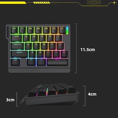 FKZ HE30 Rapid Trigger Gaming Keyboard,One Handed Hall Effect Magnetic Switch Keyboard Hot Swap Custom RGB Mini Wired Macro Mechanical Keypad with Fast Adjustable Actuation,8K Hz Polling Rate (Black) - color: Black
