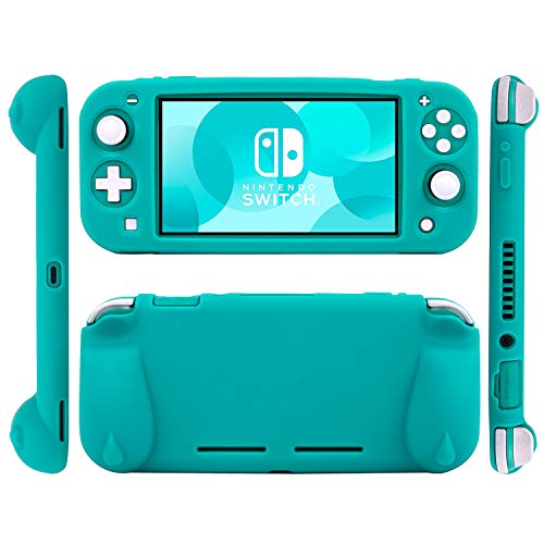 Silicone Protective Case for Nintendo Switch Lite, Soft Grip Case Cover with Comfort Ergonomic Handles for Nintendo Switch Lite 2019 [Self Stand][4 Thumb Stick Caps] (Turquoise) - color: 실리콘-터키석