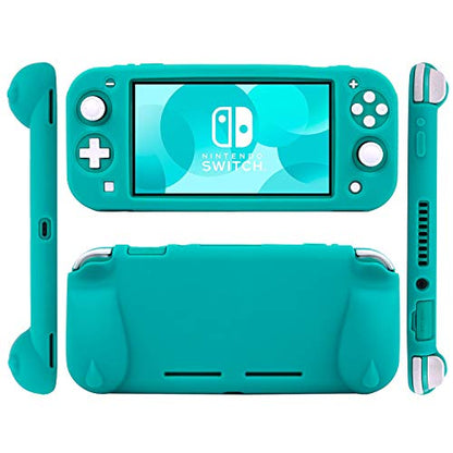 Silicone Protective Case for Nintendo Switch Lite, Soft Grip Case Cover with Comfort Ergonomic Handles for Nintendo Switch Lite 2019 [Self Stand][4 Thumb Stick Caps] (Turquoise) - color: 실리콘-터키석