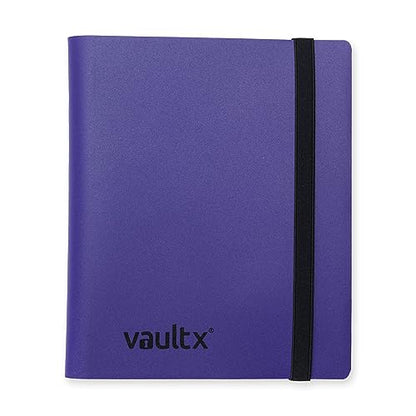 Vault X 4 Pocket Strap Trading Card Binder 160 Cards Side Loading (Purple) | Holds 160 standard-size TCG cards in 20 side-loading 4-pocket pages. Padded, water-resistant cover. - color: Purple