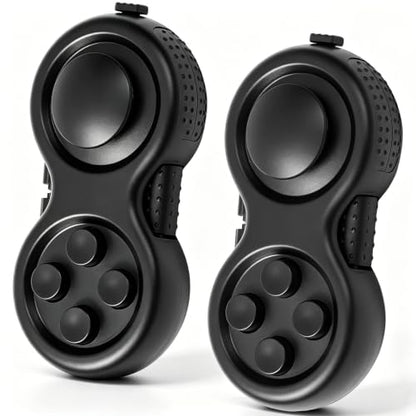 Skylety 2 Pcs Fidget Toys for Adult Controller Fidget Pad Stress Relief Cube Clicker Game Controller Sensory Educational Toy for ADHD Autism Relief Stress Anxiety (All Black Style) - style: All Black Style