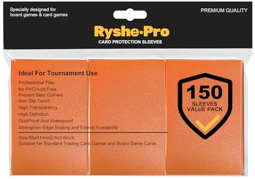 Premium Card Sleeves, 150 Sleeves 2.6''x3.6''(66x91mm) Compatible with Standard Sized Trading Card, Fit for MTG PTCG Game Card, Baseball Card, Sport Card (Orange) - color: Orange, size: 150 Matte Sleeves